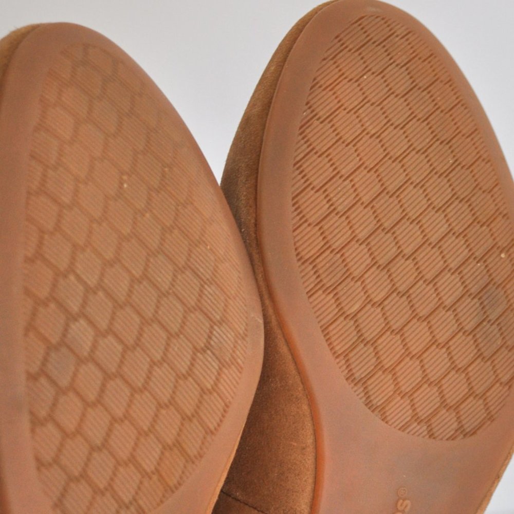 Hush Puppies Suede Ankle Strap Lace Up Nude Camel Block Heels Balletcore summer - Picture 6 of 7